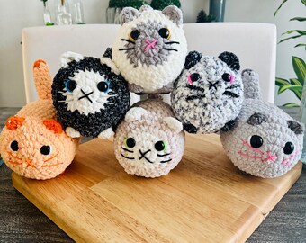 Crochet Cat Plush, Chenille Stuffed Kitty, Bread Cat Amigurumi