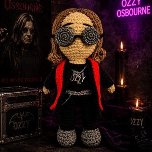 Handmade Ozzy Osbourne Amigurumi Doll, Rock Legend Collectible