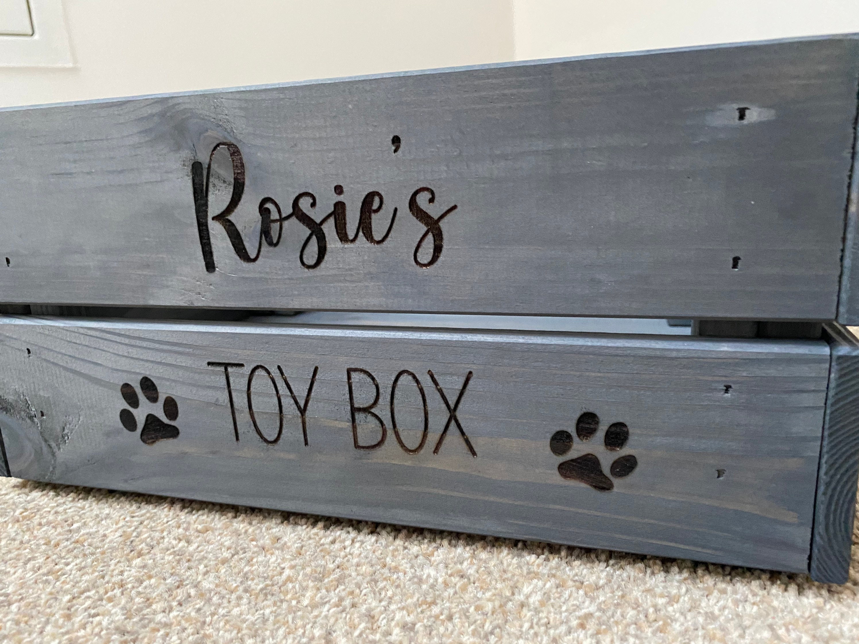 Personalised Wooden Engraved Dog Toy Box / Kids Toys Etsy
