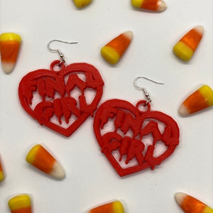 Final Girl 3D Printed Earrings– Horror Movie Jewelry, Slasher Film Accessories, Spooky Feminist Earrings, Halloween Gift, Horror Fan Jewelry