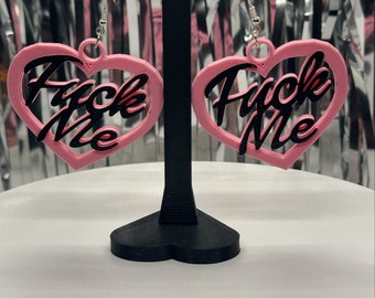 Fuck Me 3D Printed Earrings, NSFW jewelry, statement earrings, edgy gift ideas, rude accessories, baddie, sexy, bold earrings, flirty, cute
