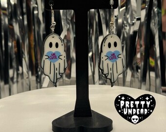 Cute Ghost Heart Earrings – Spooky Kawaii Halloween Jewelry • Creepy Cute Accessories • Pastel Goth Earrings • Ghostcore Gift for Her