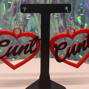 Orecchini stampati in 3D Cunt - Gioielli con dichiarazione femminista, accessori audaci e cattivi, regalo con parole recuperate, orecchini audaci per lei, emancipazione alternativa
