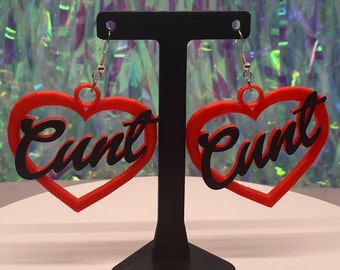 Cunt 3D printed Earrings – Feminist Statement Jewelry, Bold Baddie Accessories, Reclaimed Word Gift, Edgy Earrings for Her, Alt Empowerment