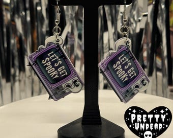 Let’s Get Spooky TV Earrings – Retro Horror Statement Jewelry • Creepy Cute Halloween Accessories • Spooky Season Gift, Alt Fashion Earrings