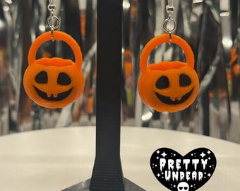 3D gedruckte Kürbis-Ohrhänger, gruselige Halloween Ohrringe, gruselige Halloween Ohrringe, gruseliger Halloween Anhänger, kawaii Süßes oder Saures