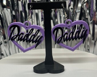 Daddy 3D Printed Earrings- Daddy Earrings, Statement Earrings, E-Girl Y2K Jewelry, Sassy Alt Accessories, Baddie Aesthetic Earrings, BDSM