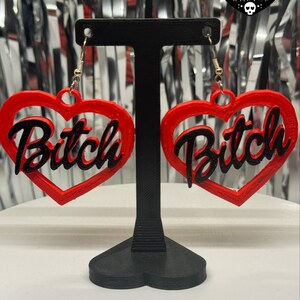 Bitch 3D Printed Earrings – Bold Statement Jewelry, Sassy Gift for Her, Baddie Accessories, Funny Earrings, Empowering Feminist Jewelry image 1