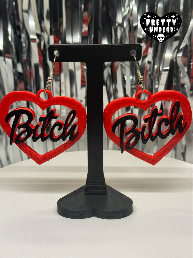 Bitch 3D Printed Earrings – Bold Statement Jewelry, Sassy Gift for Her, Baddie Accessories, Funny Earrings, Empowering Feminist Jewelry image 1