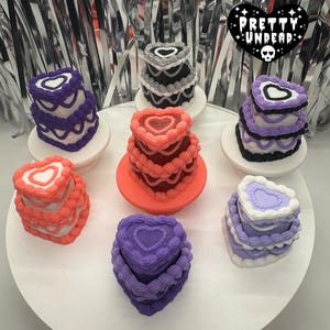 Heart Cake Fidget Clicker – 3D Printed Kawaii Sensory Toy • Tiered Cake Fidget for Anxiety & ADHD • Cute Stress Relief, Satisfying Click Toy