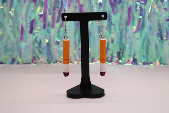Cigarette Earrings – Edgy Statement Jewelry, Retro Grunge Accessories, Alt Girl Earrings, Punk Rock Gift, Bold Aesthetic Jewelry