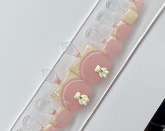 Teddy Bear Charm Press On Toe Set | Pink French Tip