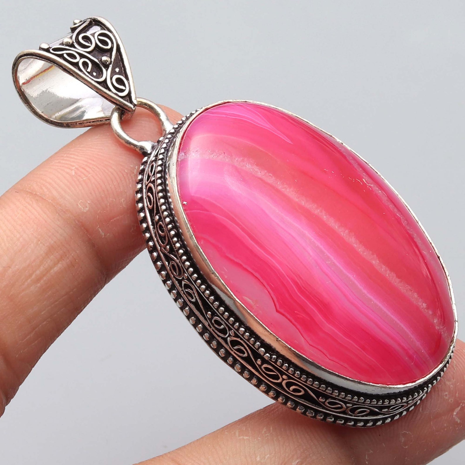 Pink Lace Onyx Pendant Woman Gemstone Necklace Pendant Gift | Etsy