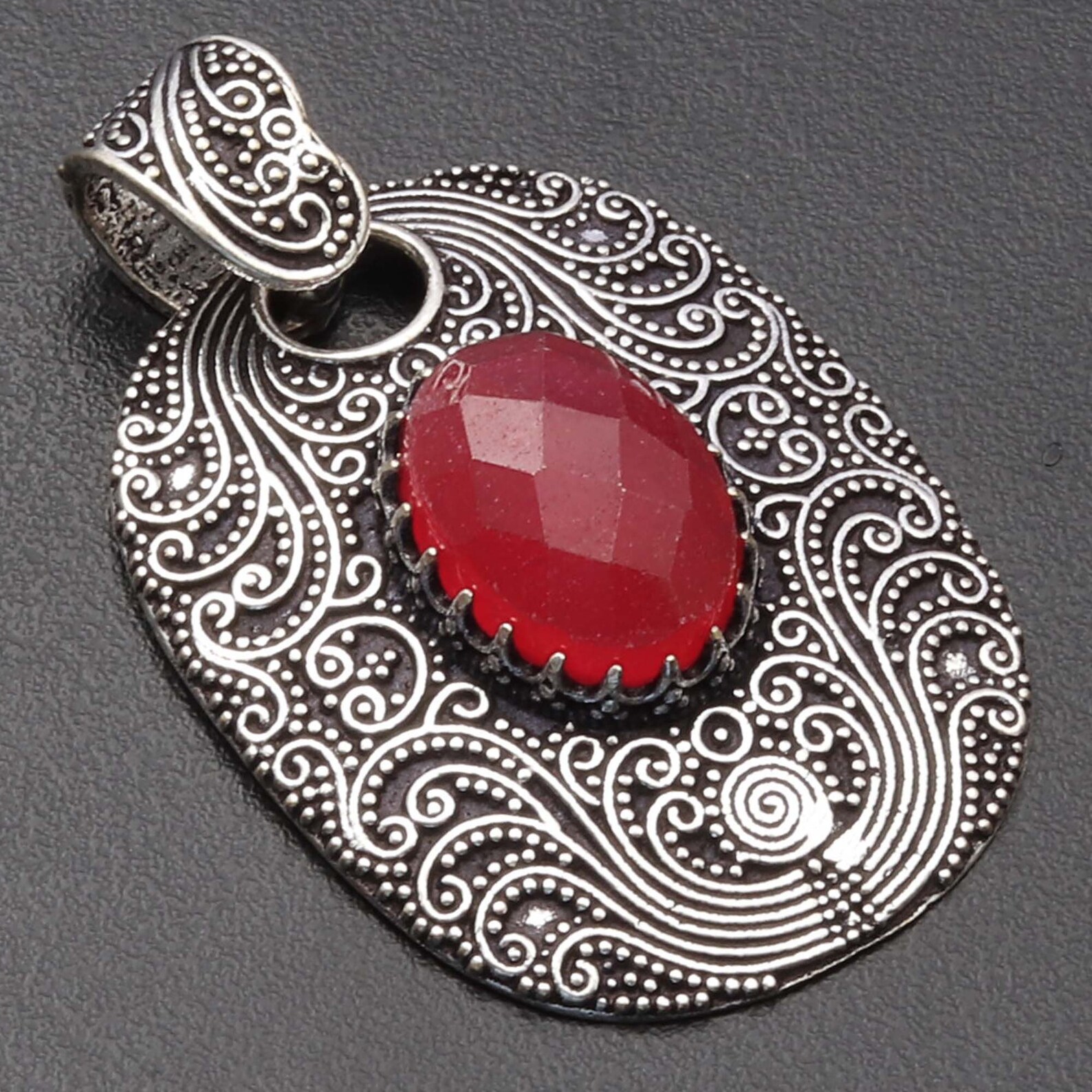 Ruby Pendant Antique Style Pendant Woman Gemstone Necklace | Etsy