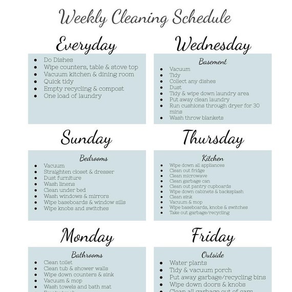 Home Cleaning Schedule