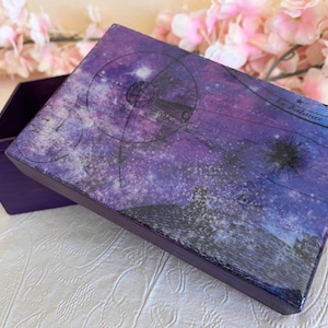 Hand Painted Wooden Tarot Card Trinket Jewelry Box