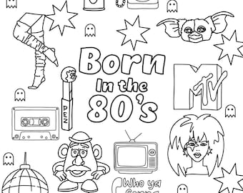 80s Coloring Page - Etsy Singapore