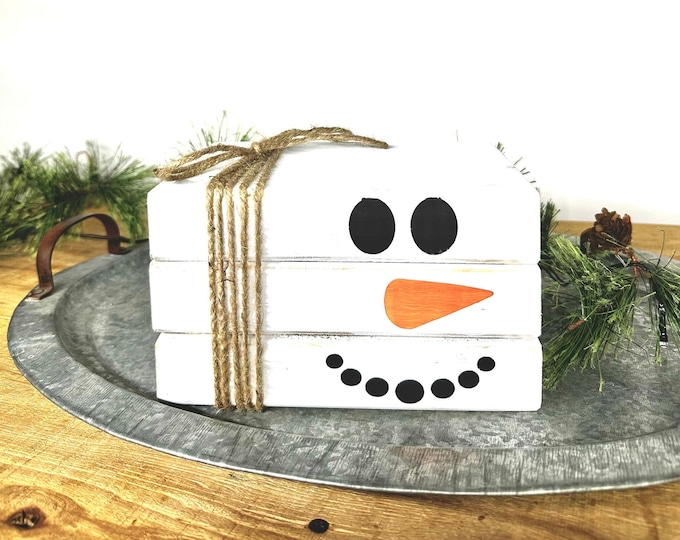 Snowman Book Stack