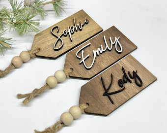 Wooden Stocking Name Tags - Personalizable