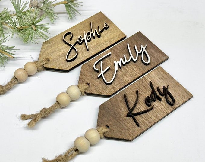 Wooden Stocking Name Tags - Personalizable