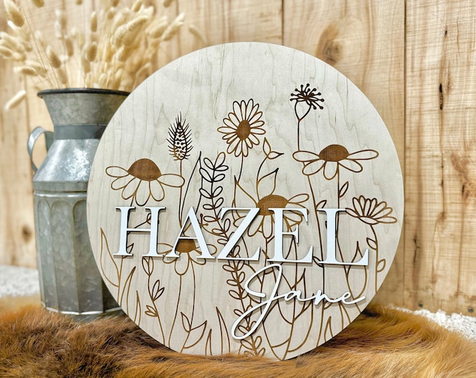Wildflower Nursery Name Sign - Personalizable