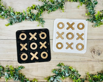 Tic-Tac-Toe Board | Wooden Tic-Tac-Toe Board Game | Laser Cut Finished Tic-Tac-Toe | Rustic Coffee Table Decor | Handmade Wooden Board Game