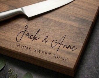 Custom Wood Cutting Board | Maple, Cherry, Walnut | Wedding, Anniversary, Engagement, Housewarming Personalized Gift | Design 011