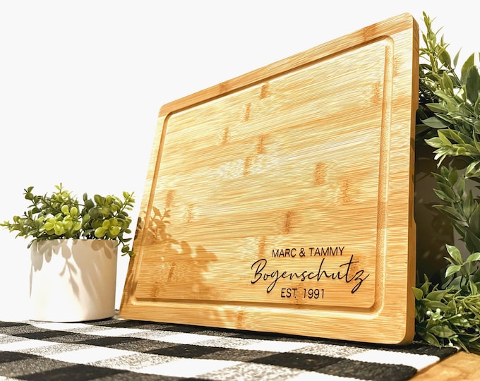 Bamboo Full Name & Est. Date Cutting Board - Personalizable