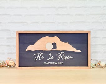 He Is Risen Tomb Sign