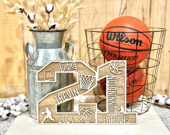 Basketball Player & Number Sign | Laser Cut Personalized Basketball Sign | Basketball Player Gift | Basketball Senior Gift | Sports Gift