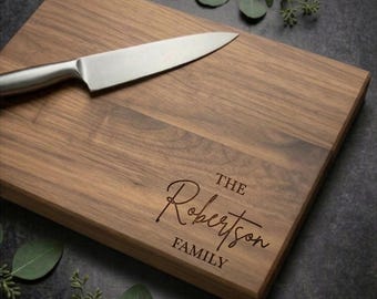 Custom Wood Cutting Board | Maple, Cherry, Walnut | Wedding, Anniversary, Engagement, Housewarming Personalized Gift | Design 007