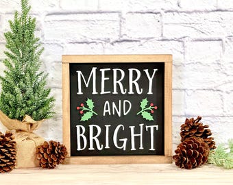 Merry & Bright Framed Sign