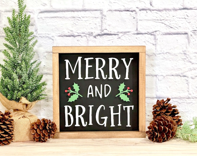 Merry & Bright Framed Sign