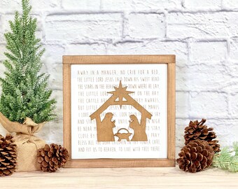 Away In A Manger Nativity Framed Sign