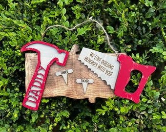 Dad Building Memories Sign - Personalizable