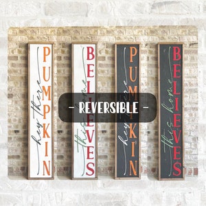 Hey There Pumpkin + This Home Believes Porch Sign - Reversible