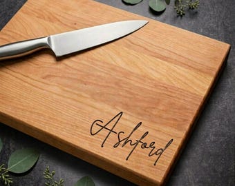 Custom Wood Cutting Board | Maple, Cherry, Walnut | Wedding, Anniversary, Engagement, Housewarming Personalized Gift | Design 010