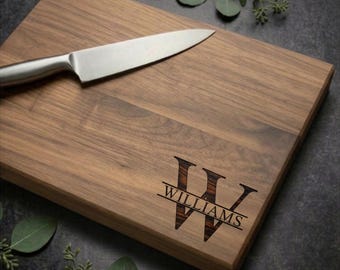 Custom Wood Cutting Board | Maple, Cherry, Walnut | Wedding, Anniversary, Engagement, Housewarming Personalized Gift | Design 001