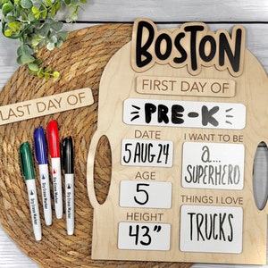 First & Last Day of School Interchangeable Custom Sign | Personalizable Back To School Dry Erase Sign | School Photo Prop Sign | School Sign