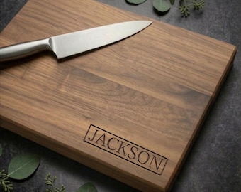 Custom Wood Cutting Board | Maple, Cherry, Walnut | Wedding, Anniversary, Engagement, Housewarming Personalized Gift | Design 005