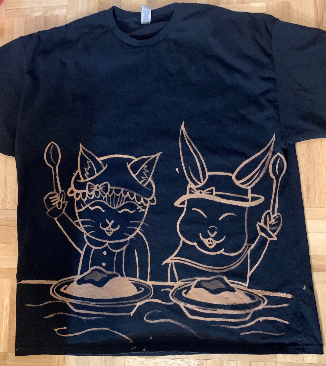 Hand Bleach Painted Potatoes and Molasses Custom Cotton Shirt Etsy