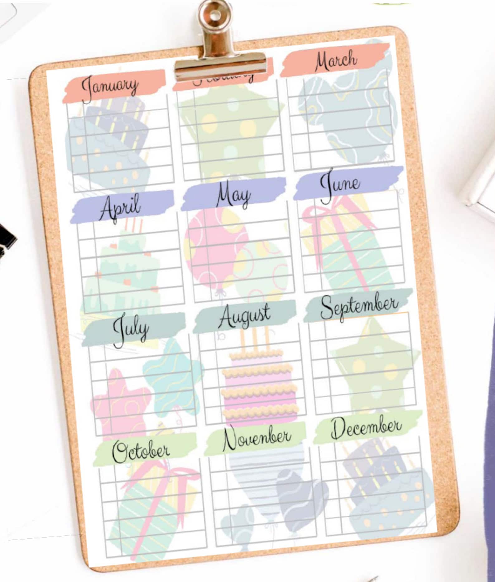 BIRTHDAY Reminder Pdf Printable/fillable DIGTAL DOWNLOAD 8.5 X Etsy