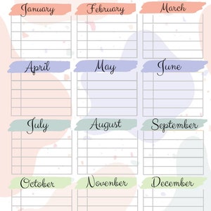 BIRTHDAY Reminder Pdf Printable/fillable DIGTAL DOWNLOAD 8.5 X - Etsy