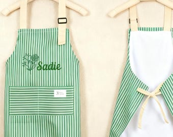 Personalize Embroidered Apron for Men Women, Custom Text Embroidery Apron, Flower Embroidery Apron, Cooking Apron With Pocket,Christmas Gift