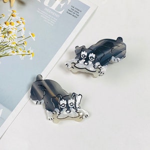 Pinzas para el pelo con forma de Schnauzer de dibujos animados, pinzas para el pelo de Schnauzer que muerden huesos, pinzas para el pelo de animales pequeños novedosas, pinzas para el pelo de niña, regalos para amantes de los perros