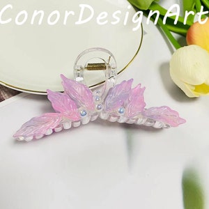 Blue Purle Pink Angel Wings Hair Claws, Elegant Acrylic Hair Clamps for Women, Fairy Wings Hair Claw Clips, Trendy Hair Claws, Best Gifts