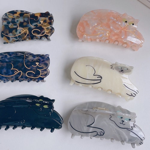 Jump Cat Hair Clip Claws Cute Acetate Hair Claw Unique Hair Etsy