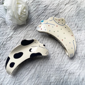 Cute Cartoon Dog Hair Claw, Lovely Color Rhinestones Dog Hair Clips, Kawaii Animal Hair Claw,Creative Acetate Hair Claw Clip,Dog Lovers Gift