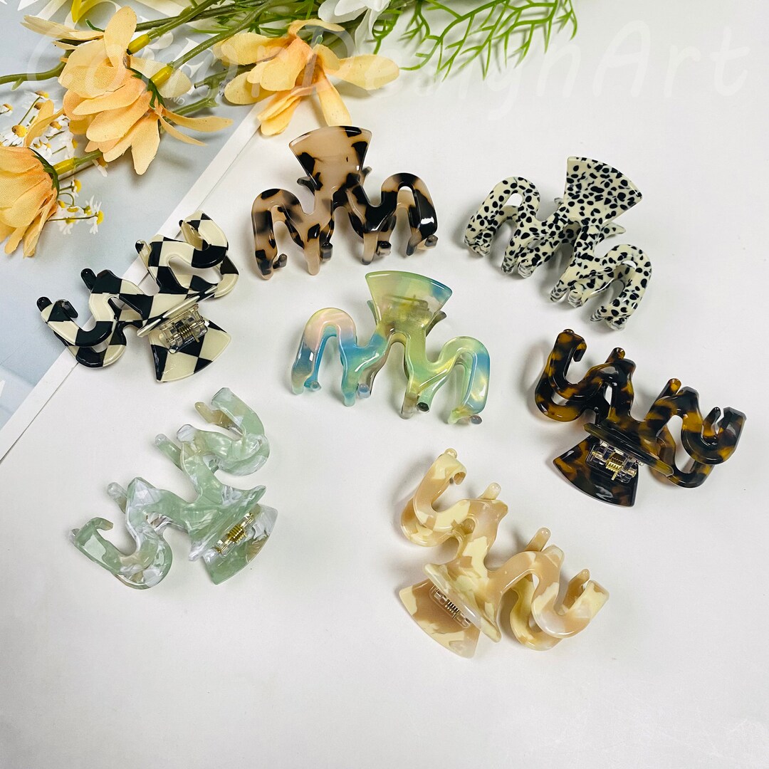 Wave Acetate Hair Claw, Tortoiese Shell Hair Claw, Fashion Medium Hair ...