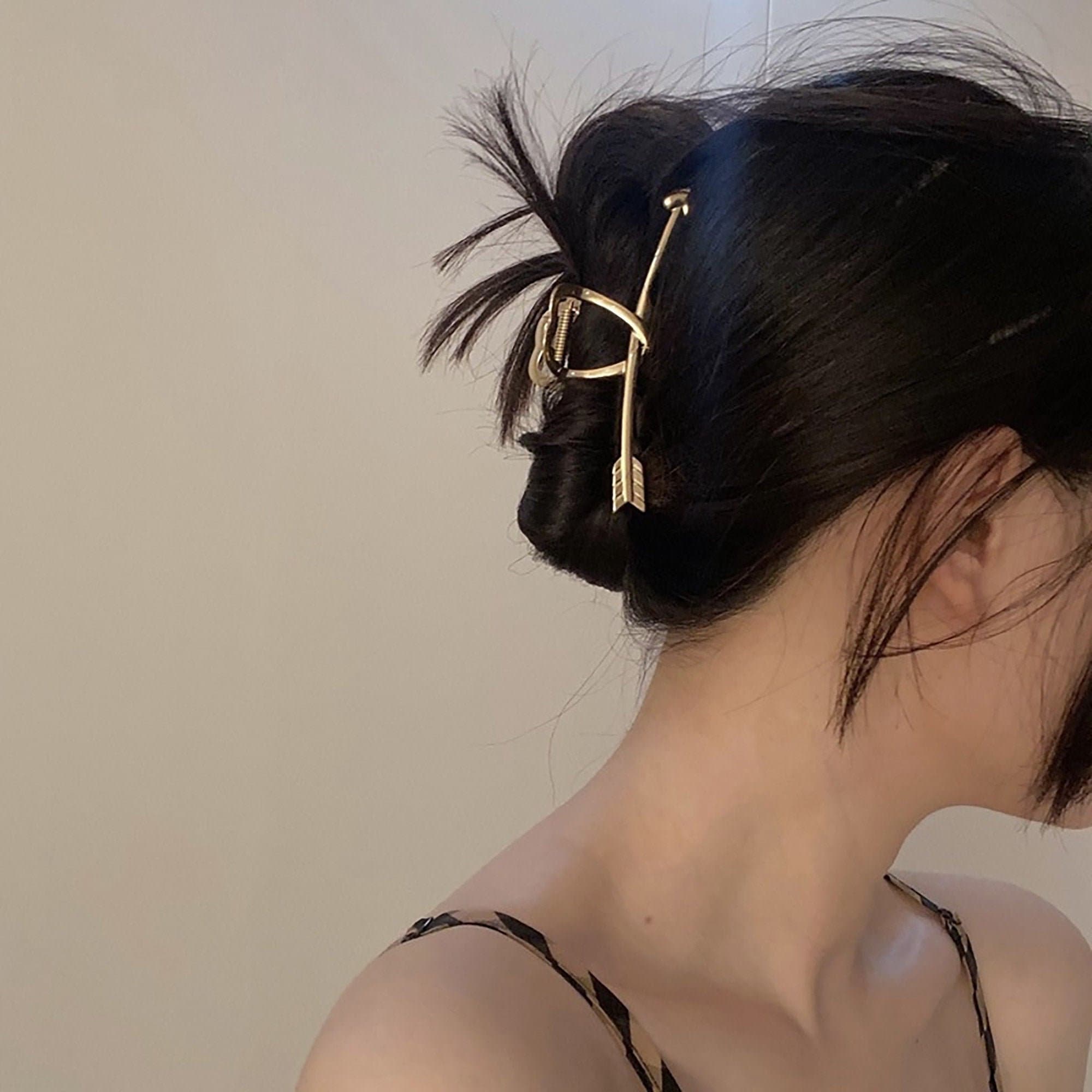 Cute Heart Piercing Arrow Hair Claw Metal Hair Claw Clips Etsy